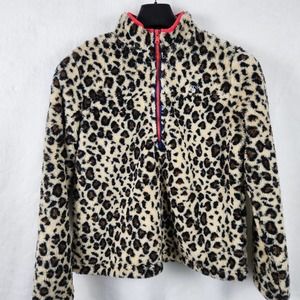Vineyard Vines Women's Animal Print Plush Teddy Fleece 1/2 Zip Pullover Size Med